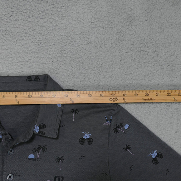 Travis Mathew Polo Shirt Men's Medium Gray Cocktail Print Short Sleeve - Picture 8 of 12